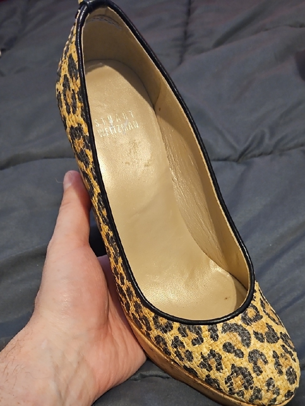 Stuart Weitzman Luxury Leopard Print Platform Wedge Pumps Size 7‎ - Picture 2 of 5